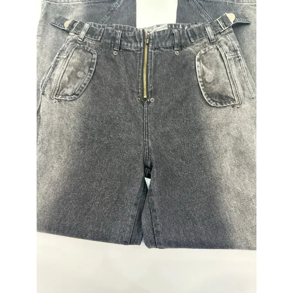 NWT Fine Culture Two-Tone Denim Jeans Men’s S (W28 L32) Black Wide Baggy Street - Picture 3 of 9